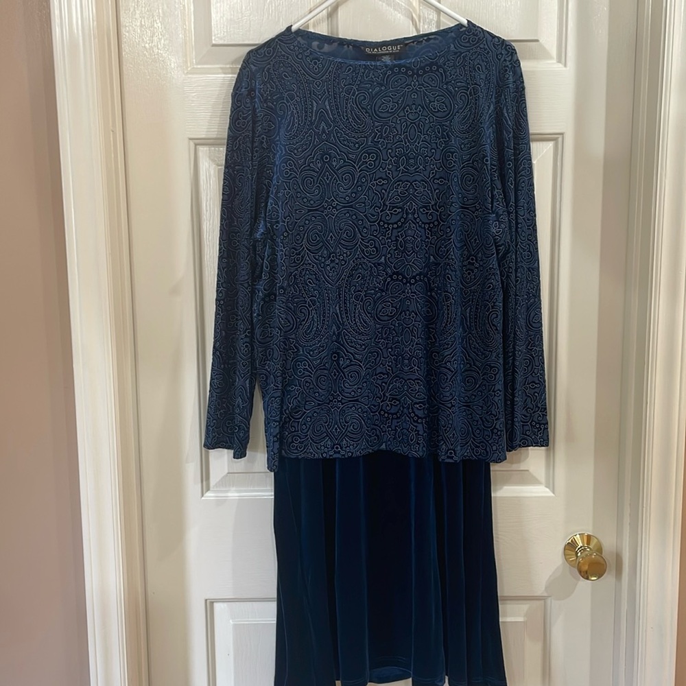NWT Dialogue Velvet Skirt and Top Set